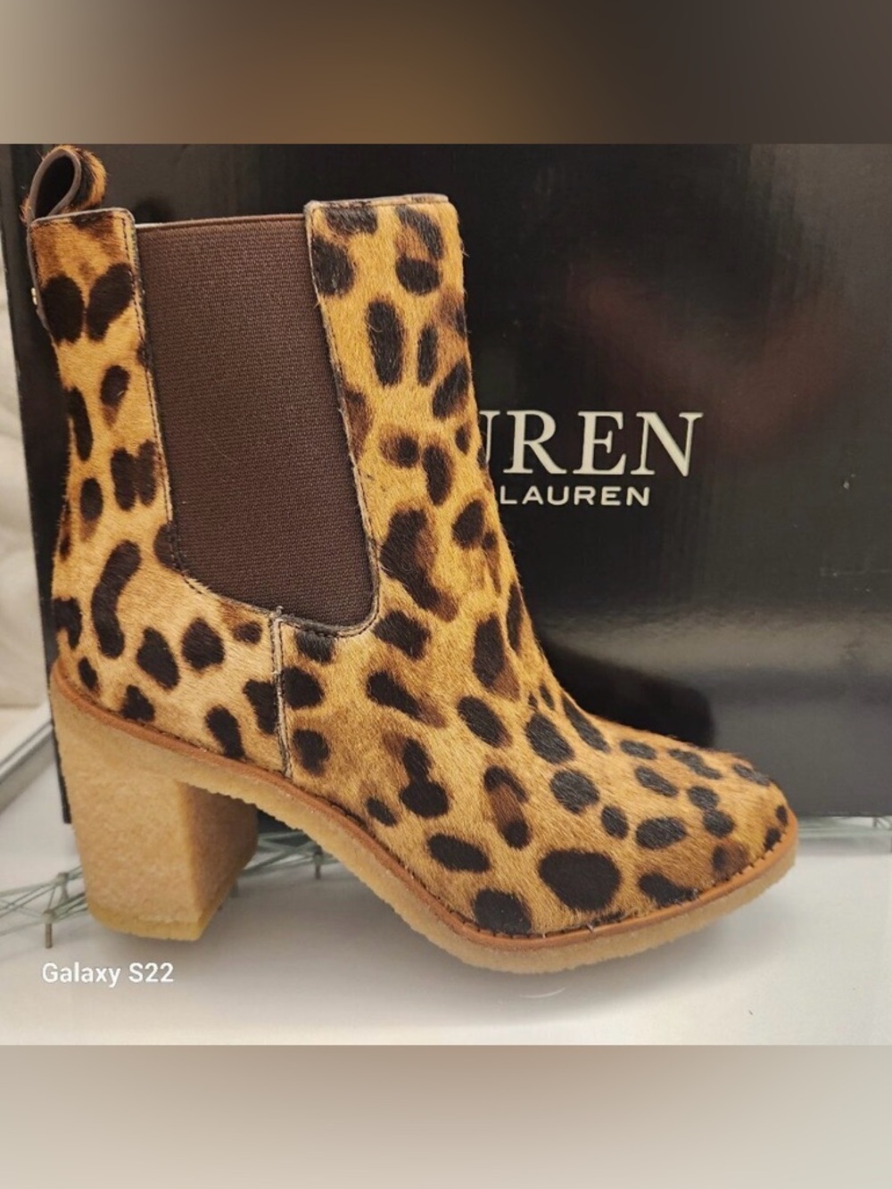 Lauren Ralph Lauren Marianna-Bo-Bte Leopard Calf Hair Bootie in SZ 6.5